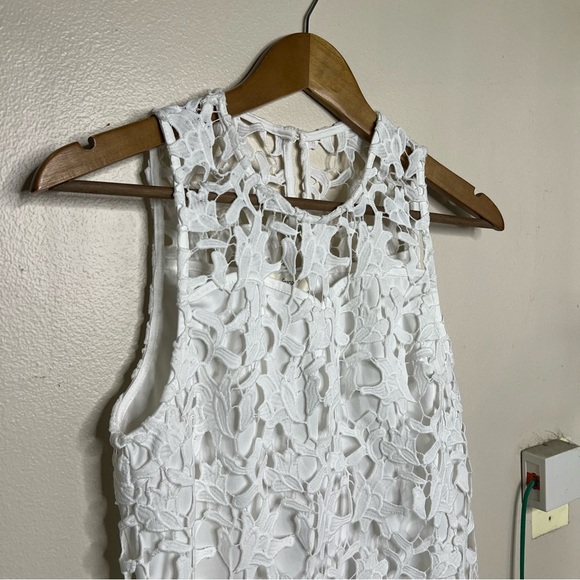 Francesca's White Lace Sheath Dress S Eyelet Floral Feminine Sleeveless Delicate - Picture 3 of 9